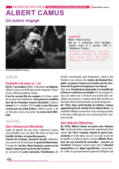 Courte biographie d'Albert Camus